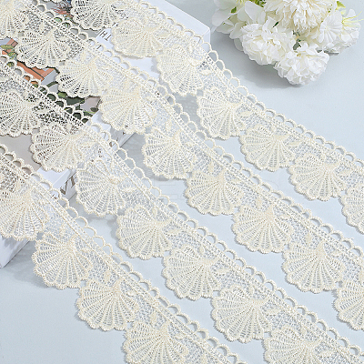 4.7~5 Yards Cotton Shell Shaped Flower Lace Ribbon OCOR-GF0003-95C-1