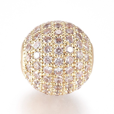 CZ Jewelry Brass Micro Pave Cubic Zirconia Round Beads ZIRC-M024-06G-1