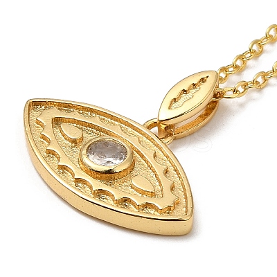 Brass Micro Pave Clear Cubic Zirconia Pendants Necklaces for Women LS-NJEW-B092-02G-1