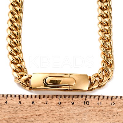 12MM 304 Stainless Steel Cuban Link Chain Necklaces NJEW-C099-03G-1