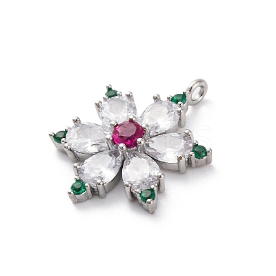 Rack Plating Brass with Cubic Zirconia Pendants KK-Q010-11P-1