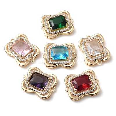 Brass K9 Glass Connector Charms KK-C024-57KCG-1