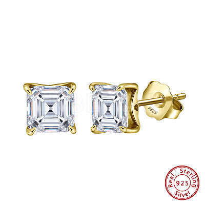 925 Sterling Silver Micro Pave Clear Cubic Zirconia Stud Earrings EJEW-G443-04G-1