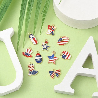 20Pcs 10 Styles American Flag Style Alloy Enamel Charms ENAM-YW0002-41-1
