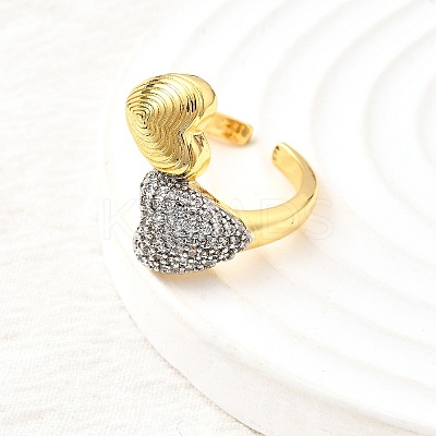 Brass Micro Pave Cubic Zirconia Cuff Rings for Women RJEW-F184-04GP-1