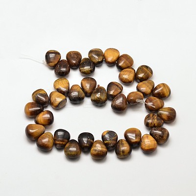 Natural Tiger Eye Teardrop Beads G-P094-03-1