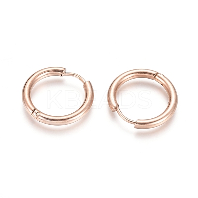 Ion Plating(IP) 304 Stainless Steel Huggie Hoop Earrings EJEW-F111B-19mm-RG-1