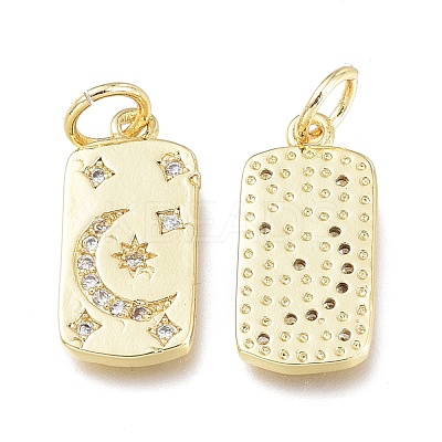Brass Micro Pave Clear Cubic Zirconia Charms ZIRC-L076-054G-1