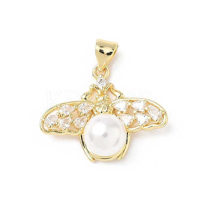 Brass Cubic Zirconia Pendants KK-L253-01G-1
