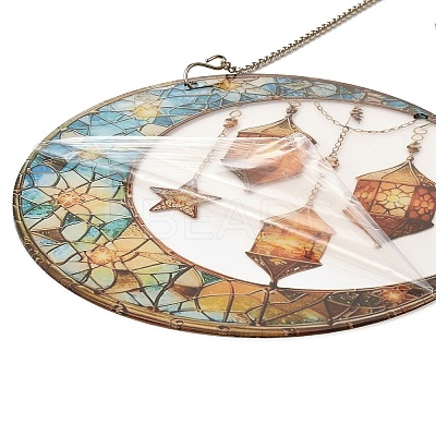 Stained Acrylic & Iron Suncatchers HJEW-F022-01D-1
