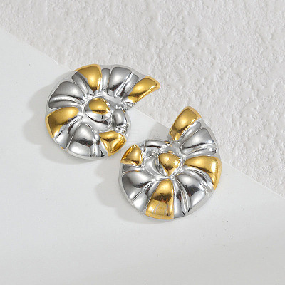 304 Stainless Steel Two Tone Conch Stud Earrings EJEW-D343-01GP-1