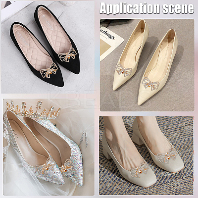 2Pcs Bowknot Alloy Rhinestone Shoe Decorations FIND-CP0002-24B-1