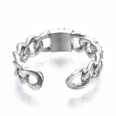 Brass Micro Pave Clear Cubic Zirconia Cuff Rings RJEW-S045-011P-NR-1