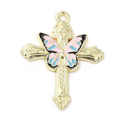 Light Gold Plated Alloy Enamel Pendants ENAM-L041-04B-1