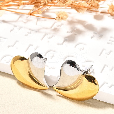 304 Stainless Steel Two Tone Stud Earrings EJEW-F355-04GP-03-1