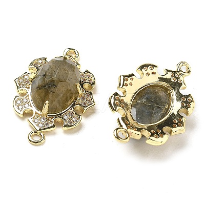 Natural Labradorite Faceted Oval Connector Charms G-G181-06G-07-1