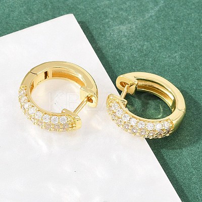 Ring Brass Micro Pave Clear Cubic Zirconia Hoop Earrings EJEW-D348-12G-1