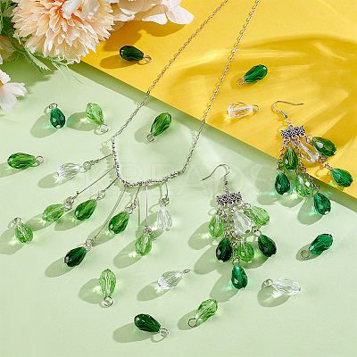 50Pcs 5 Colors Glass Pendants PALLOY-PH01801-1