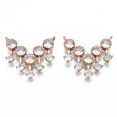 Brass Micro Pave Clear Cubic Zirconia Pendants Links KK-S359-161-RS-1