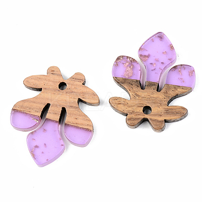 Transparent Resin & Walnut Wood Pendants RESI-S389-051B-B01-1