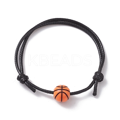 Sport Theme Acrylic Braided Bead Bracelet with Waxed Polyester Cords BJEW-JB10152-1