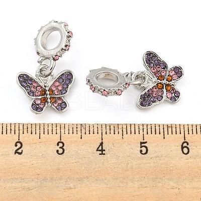 Rack Plating Alloy Pave Colorful Rhinestone Insect European Dangle Charms FIND-B034-14P-03-1