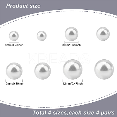 16 Pairs 4 Size Plastic Imitation Pearl Stud Earrings with Steel Iron Pins EJEW-AN0003-89-1