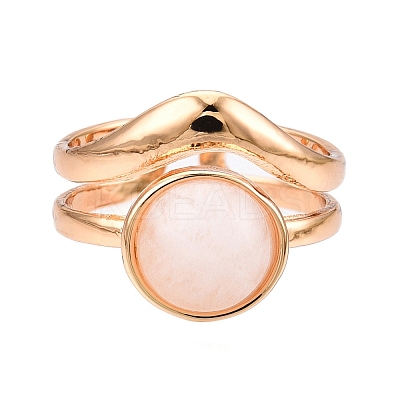 Round Natural & Synthetic Gemstone Finger Rings RJEW-N046-10-1