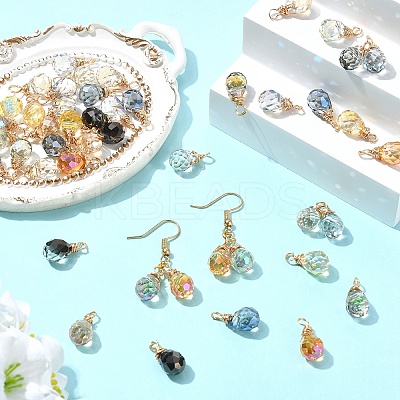 50Pcs 10 Colors Glass Pendants PALLOY-YW00168-1