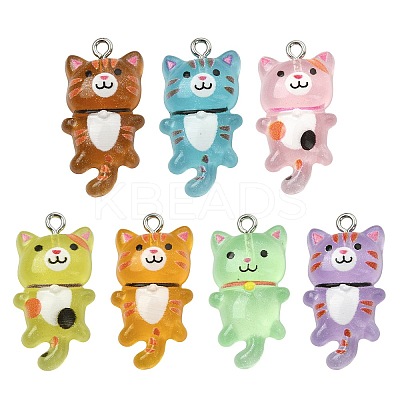 70Pcs 7 Colors Luminous Transparent Resin Pendants FIND-CJ0004-53-1