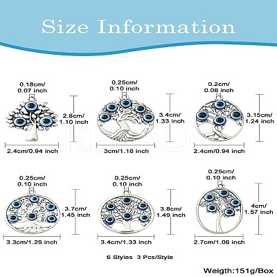 18Pcs 6 Styles Tibetan Style  Alloy Pendants FIND-CJ0002-10-1