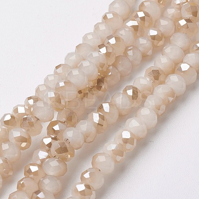 Electroplate Glass Beads Strands X-EGLA-F124-HR-A01-1