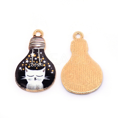 Japanese Style Print Alloy Enamel Pendants ENAM-N056-211B-RS-1