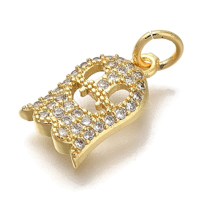 Rack Plating Brass Micro Pave Cubic Zirconia Charms KK-I720-15G-1