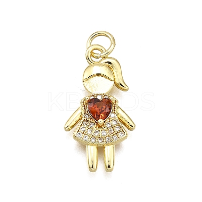 Brass Micro Pave Cubic Zirconia Pendants KK-Z100-19G-02-1