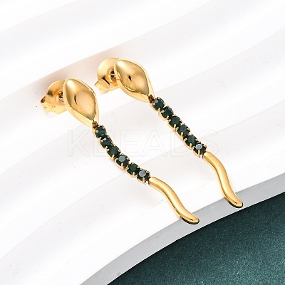 304 Stainless Steel Snake Stud Earrings EJEW-A136-03B-G-1