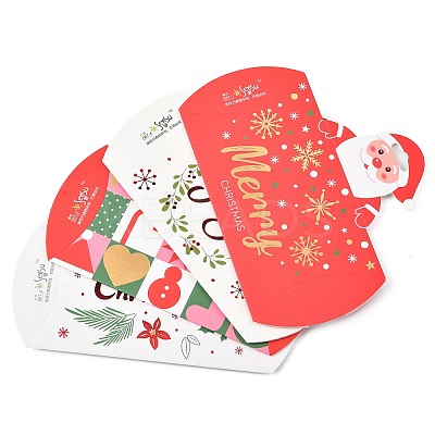 16Pcs 4 Styles Christmas Theme Paper Pillow Gift Boxes CON-FS0001-22-1