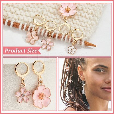 12Pcs 6 Style Alloy Enamel Sakura & Peach & Plum Blossom Charm Locking Stitch Markers HJEW-PH01645-1
