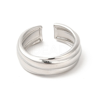 Non-Tarnish 304 Stainless Steel Lined Open Cuff Ring for Women RJEW-E063-29P-1