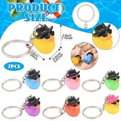 7Pcs Resin Duck Pendant Keychain KEYC-YW00225-1
