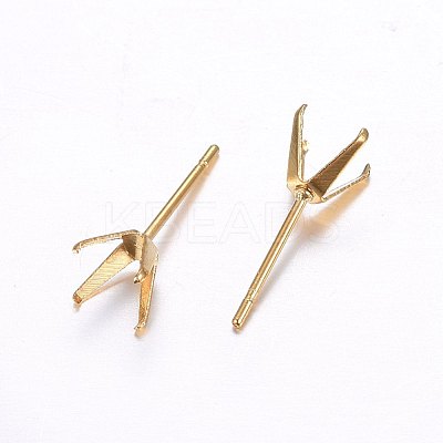 304 Stainless Steel Prong Earring Settings STAS-O098-06G-02-1