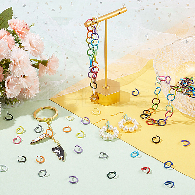 160pcs 16 Colors Baking Paint Iron Jump Rings IFIN-PH0001-85-1