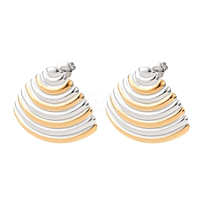Two Tone Shell Shape 304 Stainless Steel Stud Earrings LS-EJEW-H176-01GP-1