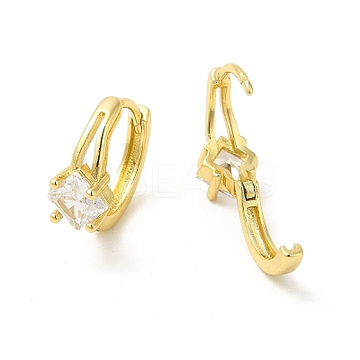 Cubic Zirconia Rhombus Hoop Earrings EJEW-E270-34G-1