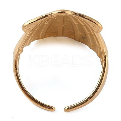 Ion Plating(IP) 304 Stainless Steel Shell Shape Open Cuff Rings for Women RJEW-Z057-01G-1