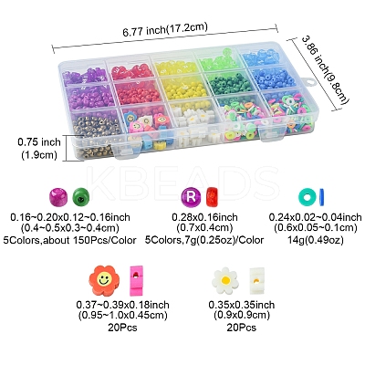 Rainbow Color DIY Glass Seed & Acrylic & Handmade Polymer Clay Beads Bracelet Making Kits DIY-FS0007-74-1