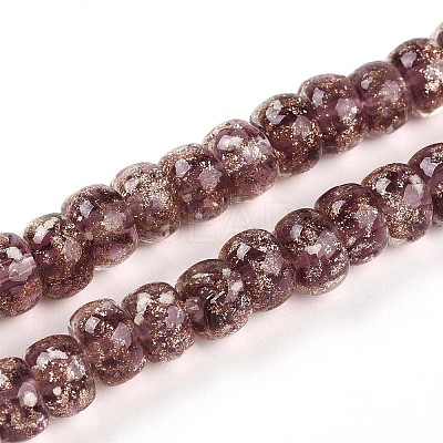 Luminous Handmade Gold Foil Glass Beads Strands FOIL-N029-02A-02-1