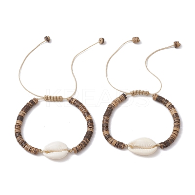 Shell and Coconut Bead Bracelets for Women BJEW-JB11515-1