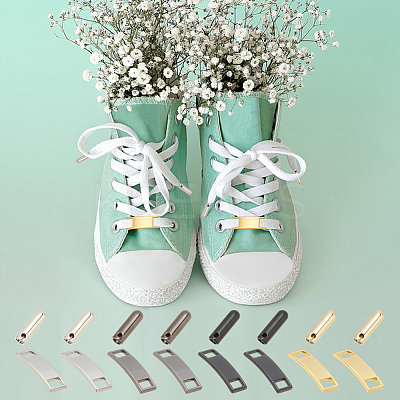 Rectangle Zinc Alloy Shoelace Charms & Cord Ends and Steel Slotted Screwdriver FIND-NB0005-75-1
