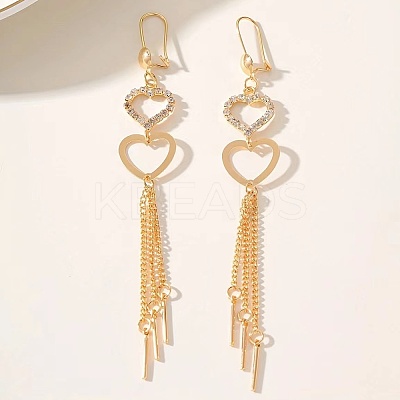 Elegant European Style Brass Heart Tassel Hoop Earrings UN2396-1